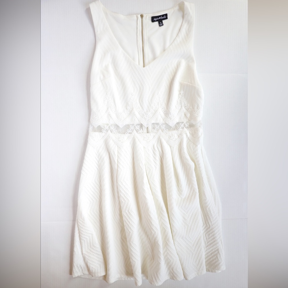Sequin Hearts White V-Neck Mini Dress